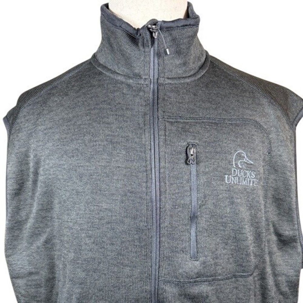 Ducks Unlimited Mens XXL Black Full Zip Fleece Vest Pockets Outdoor Gorpcore